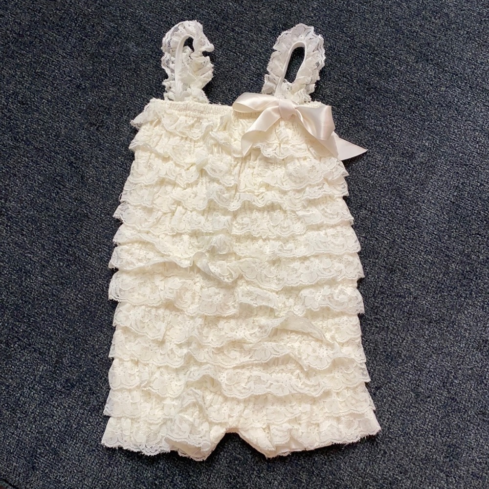 Cream Colored Lace Romper Size 6-12 Months